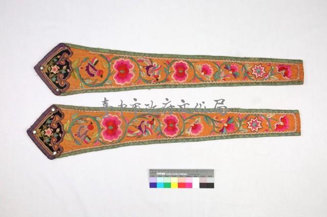 橘綢地彩繡花鳥圖劍帶藏品圖，第1張