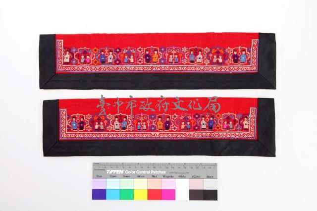 紅地彩繡人物紋繡片藏品圖，第1張