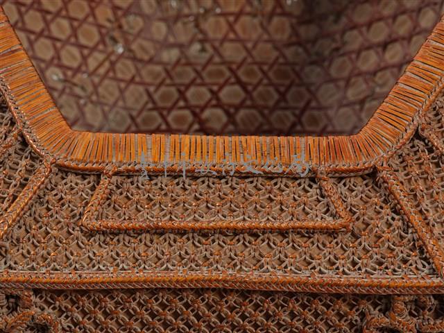 竹籐銅錢勾紋六角形掛花籃藏品圖，第11張