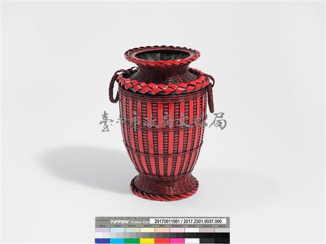 竹編方格紋高花瓶藏品圖，第5張
