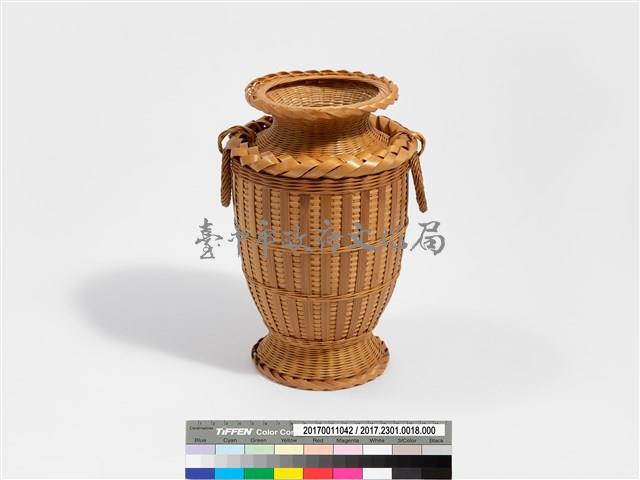 竹編方格紋高花瓶藏品圖，第5張