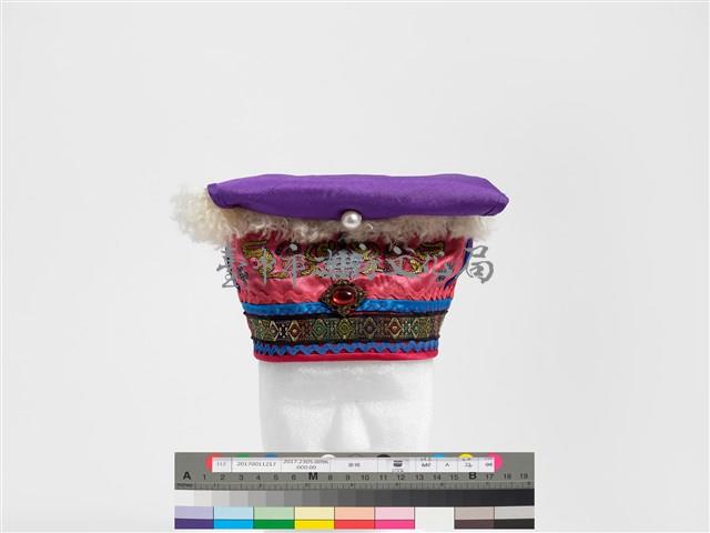 壽字蝙蝠紋平頂童帽藏品圖，第3張