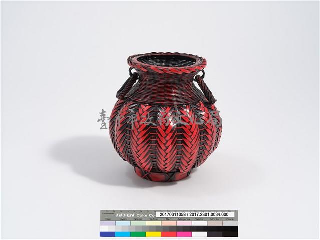 竹編矢紋圓形花器藏品圖，第3張