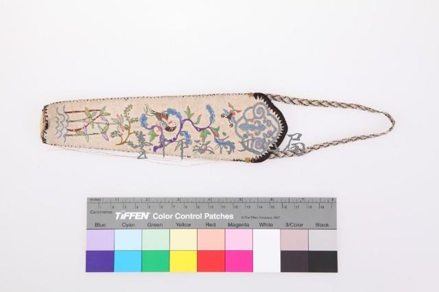 白緞地雙面刺繡花鳥銘文扇套藏品圖，第2張