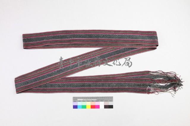 麻織黑白紅幾何紋腰帶藏品圖，第2張