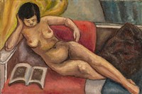 側臥閱讀裸女藏品圖，第1張