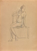 坐姿裸女速寫（198）藏品圖，第1張