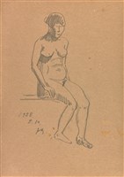 坐姿裸女速寫-28.2.10（202）藏品圖，第1張