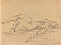 臥姿裸女速寫-29.3.9（33）藏品圖，第1張