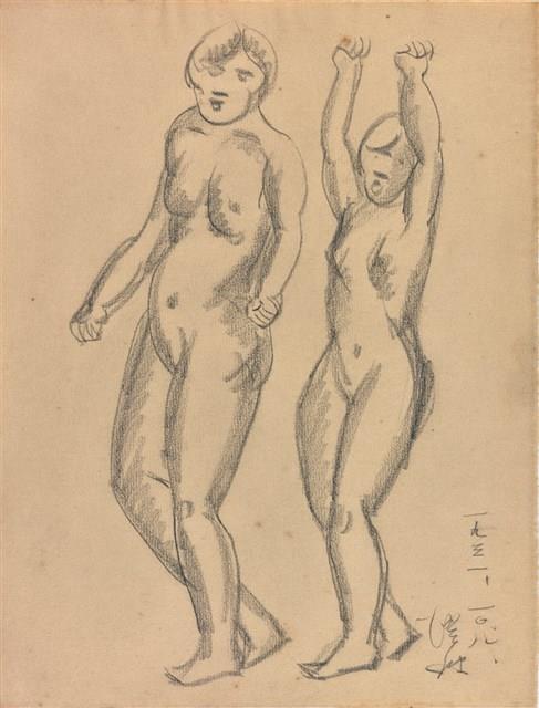 立姿裸女速寫-31.10.8（318）藏品圖，第1張