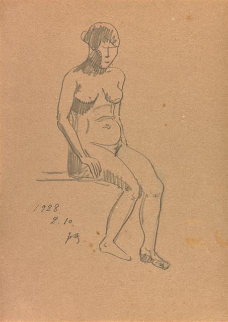 坐姿裸女速寫-28.2.10（202）藏品圖，第1張