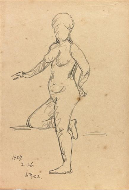 立姿裸女速寫-27.2.26（55）藏品圖，第1張