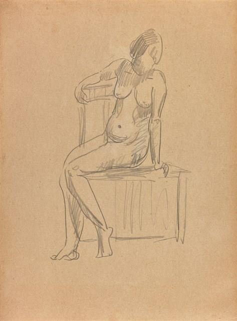坐姿裸女速寫（198）藏品圖，第1張