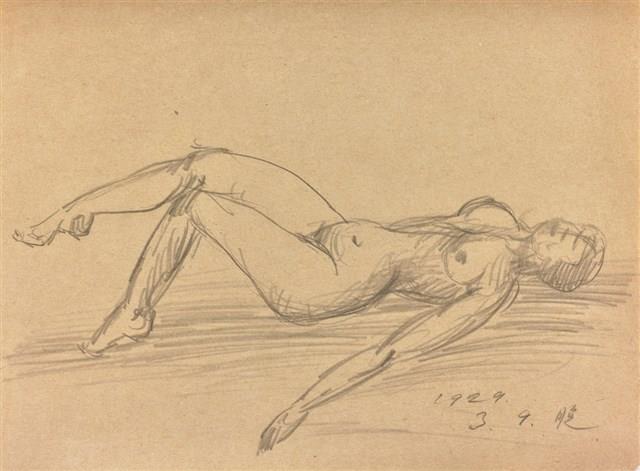 臥姿裸女速寫-29.3.9（33）藏品圖，第1張