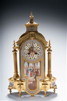 法國鍍金青銅壁爐座鐘的圖片