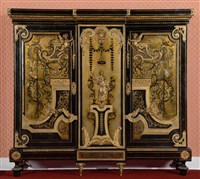 法國路易十四布爾風格鑲金黃銅黑檀木衣櫃藏品圖，第1張