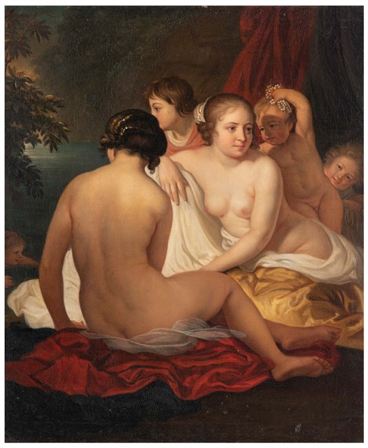 Woman Bathers on a Wooded Shore