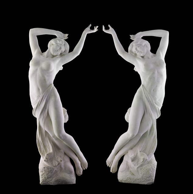 A Fine Pair of Life-size Marble Nymphs