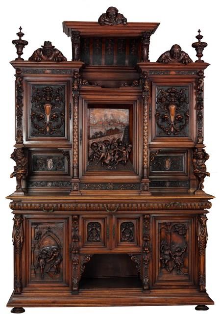 A Large Carved Walnut Sideboard Cabinet Collection Image, Figure 1, Total 17 Figures