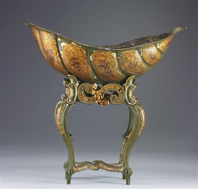 船形彩繪紙胎花器藏品圖，第1張