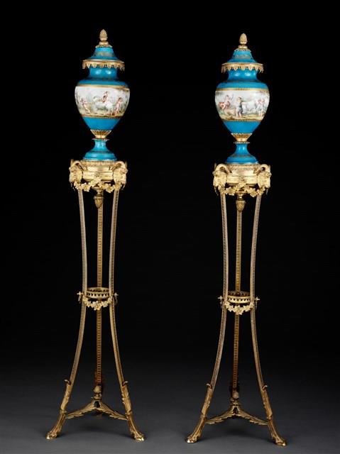 A Pair of Ormolu and Sevres-Pattern Vases and Covers on Stands Collection Image, Figure 1, Total 10 Figures