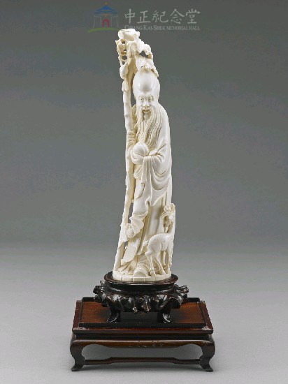 象牙壽星(一)(含鏡框及底座)藏品圖，第1張