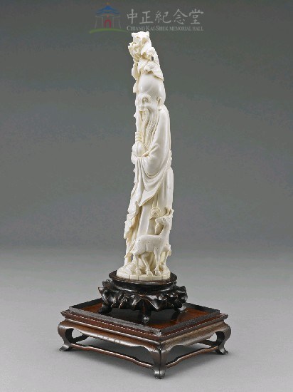 象牙壽星(一)(含鏡框及底座)藏品圖，第3張