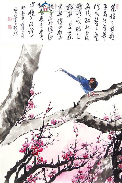 梅鵲爭春迎歲華(四連屏)藏品圖，第1張