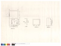 機械室留孔圖、A-A剖視圖、昇降道開孔圖、乘場開孔圖藏品圖，第1張