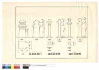 立面圖、剖面圖、平面圖、廟前區闕門、廟前區華表、廟前區望柱藏品圖，第1張