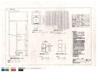 鋼索式升降梯、機械室升降路及機坑剖面圖、升降路及機械室平面圖、乘場門及機械室出入口門立面圖、電梯規格表藏品圖，第1張