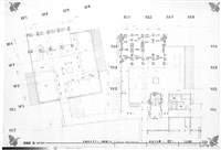 踢脚板牆面裝修索引圖、三樓平面圖(五)E,F區藏品圖，第1張