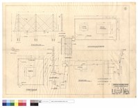 鉄刺籬笆圍牆正,側面圖、雷管庫鉄刺篱笆圍墻平面圖、水泥柱及固定刺鉄絲網側面圖、D2鐵大門柱,C-C剖視圖、D3鉄筋門詳圖、炸藥庫及管理員室鐵刺籬笆圍牆,電器配置平面圖藏品圖，第1張