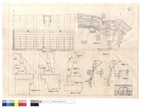 縱斷面圖、基腳正面圖、橋台側面圖、平面暨地形圖、翼墻平面,展開,斷面圖藏品圖，第1張
