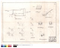 棲南監工站平面圖、斷面圖、A護坡斷面圖、R.C.蓋板、甲-甲台階斷面圖、B~E水溝斷面圖藏品圖，第1張