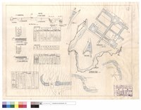 標準斷面圖、5公分瀝青碎石,3公分三層表面處理面層施工示意圖、甲,乙式漿砌水溝、面,底層粒料級配表、武陵農場場部,武陵道路平面圖藏品圖，第1張