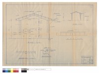 剖面圖、鋼架及鋼桁結合處、鋼桁與石棉瓦連接詳圖、側,正面圖藏品圖，第1張