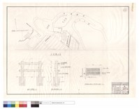 平面圖、欄杆正,斷面圖、停車場通往旅遊中心原木台階平面圖藏品圖，第1張