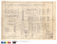 S1、B.C窓詳圖,B-1,C-1剖面圖、門、B-B剖面、甲,乙,丙橱活動板詳圖,正,側,背,剖面圖、鉄拉門D1~D3正,1.2剖面圖、照明設備平面圖藏品圖，第1張