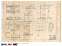 改建監工站背,正面,右,左側,平面圖、原有監工站平面圖、監工站後側走廊,前側,大門雨庇詳圖、大門雨庇正面立條板牆圖、門,窗圖藏品圖，第1張