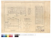 乙-乙,甲-甲斷面圖、鉄皮門詳細圖、立,平面圖、材料表藏品圖，第1張