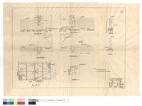 A,B門及空心磚牆正,平面圖、鐵門,鐵環鉸鏈詳圖、補強柱,空心磚墻側面圖藏品圖，第1張