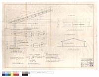 A鋼架剖面圖、A基礎剖面圖、鋼架與鋼桁接合處、鋼桁與石棉瓦連接詳圖、T1,T2,P1~P4、A側,A正面圖藏品圖，第1張