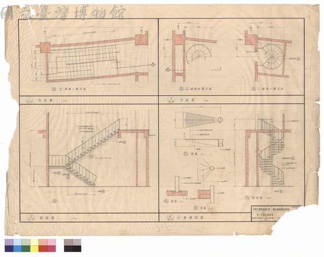 F樓梯一層平面　剖面圖　平面圖　樓梯詳圖藏品圖，第1張