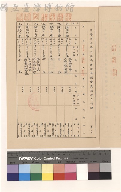 高雄市政府工務局建造執照變更起造人記錄(表二)藏品圖，第1張