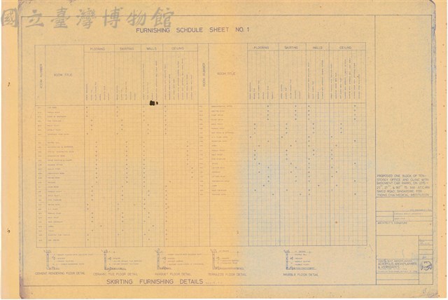 Furnishing Schedule Sheet No. 1, Skirting Furnishing Details藏品圖，第1張