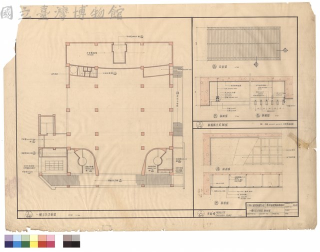 一層天花平面圖　鋁格條天花詳圖　夾板噴PERLITE GOLDEN COAT藏品圖，第1張