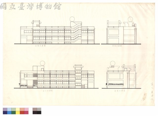 北向立面圖  南向立面圖  東向立面圖   西向立面圖藏品圖，第1張