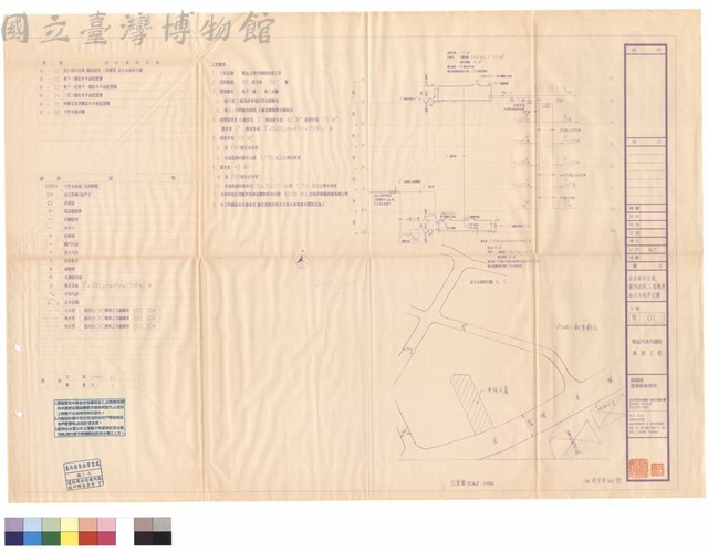 設計資料目錄  圖例說明  工程概要  給水系統昇位圖N.S.  位置圖藏品圖，第1張
