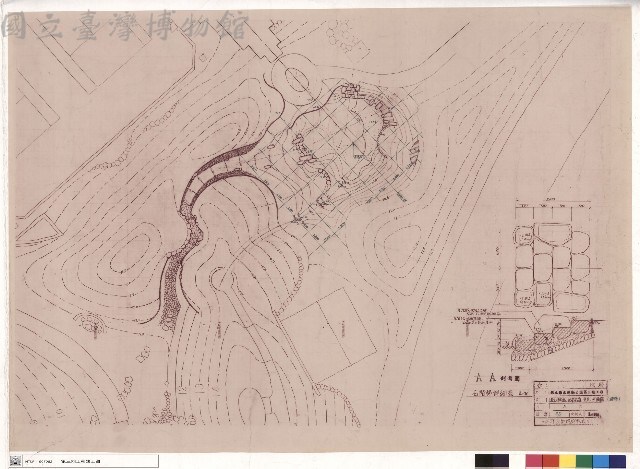 濕生植物區凹地廣場地層擋土牆變更平面圖(標樁)藏品圖，第1張